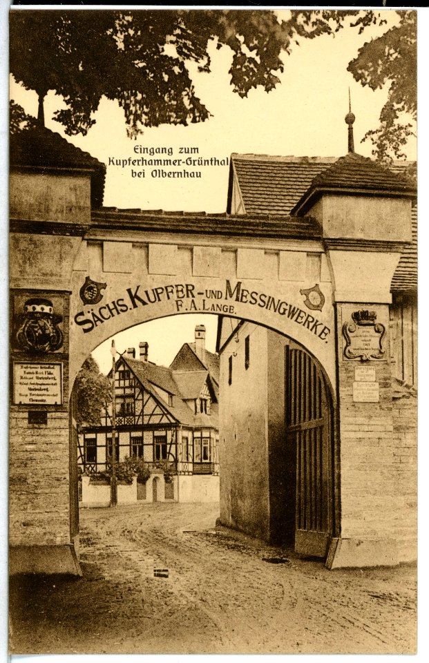13782-Grünthal-1912-Eingang zum Kupferhammer-Brück & Sohn Kunstverlag