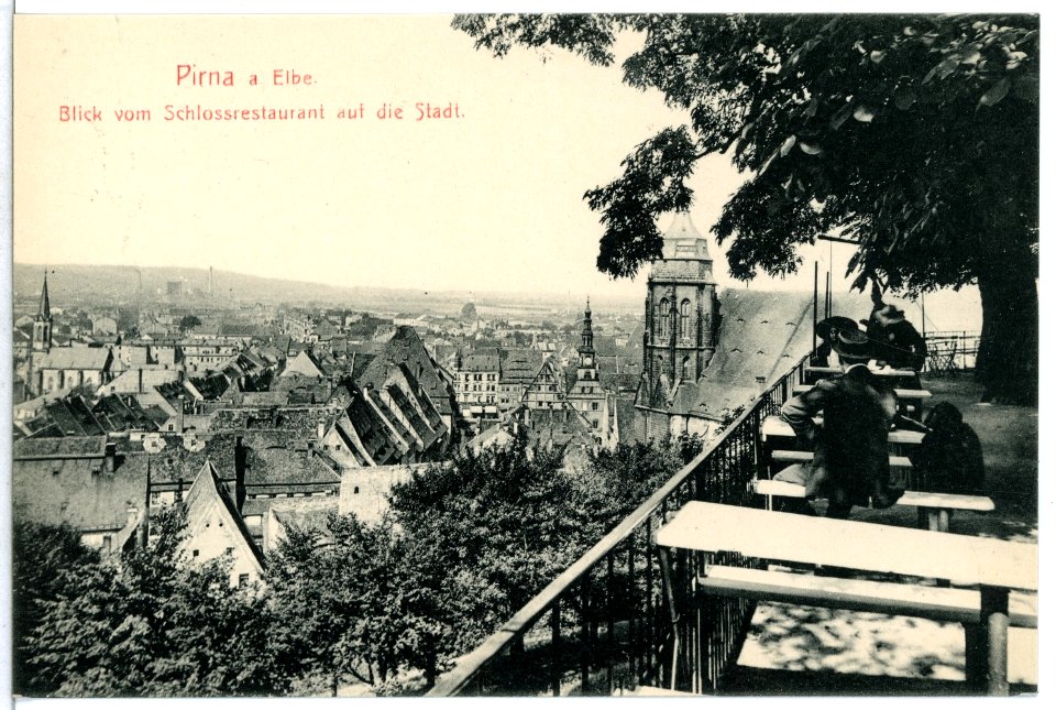 12877-Pirna-1911-Blick vom Schloßrestaurant auf die Stadt-Brück & Sohn Kunstverlag