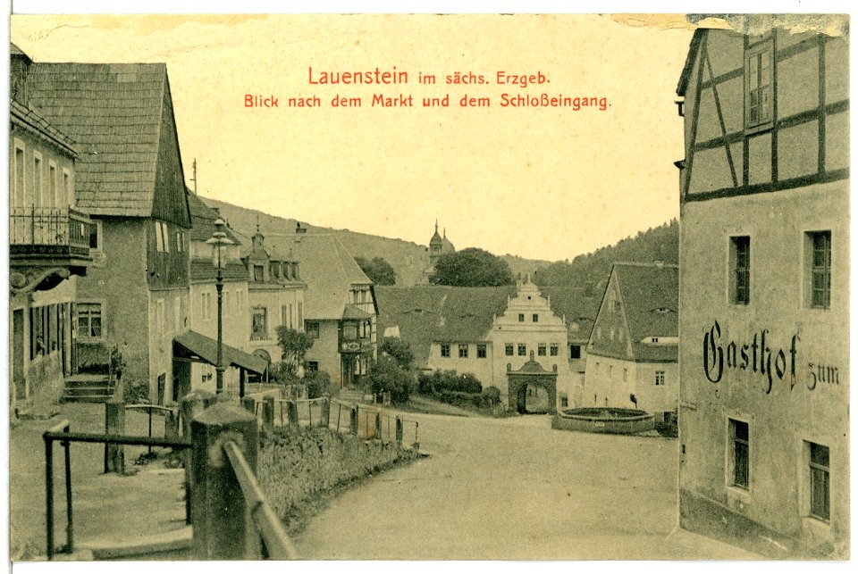 13627-Lauenstein-1911-Markt und Schloßeingang-Brück & Sohn Kunstverlag