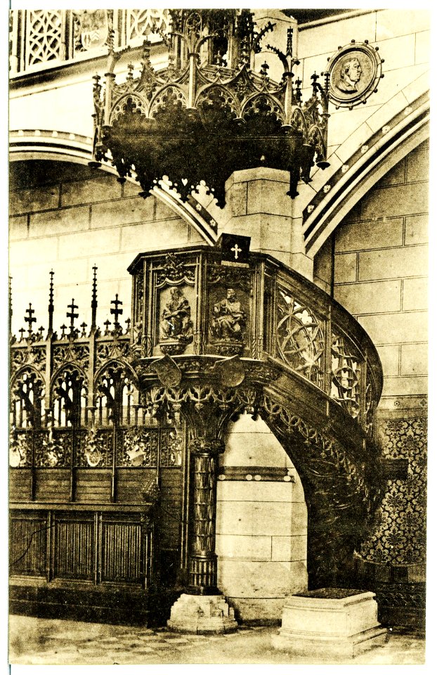 12980-Wittenberg-1911-Kanzel und Luthers Grab in der Schloßkirche-Brück & Sohn Kunstverlag