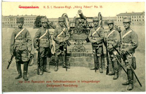13823-Großenhain-1912-1. Husaren-Regiment - vor dem Ausrücken-Brück & Sohn Kunstverlag