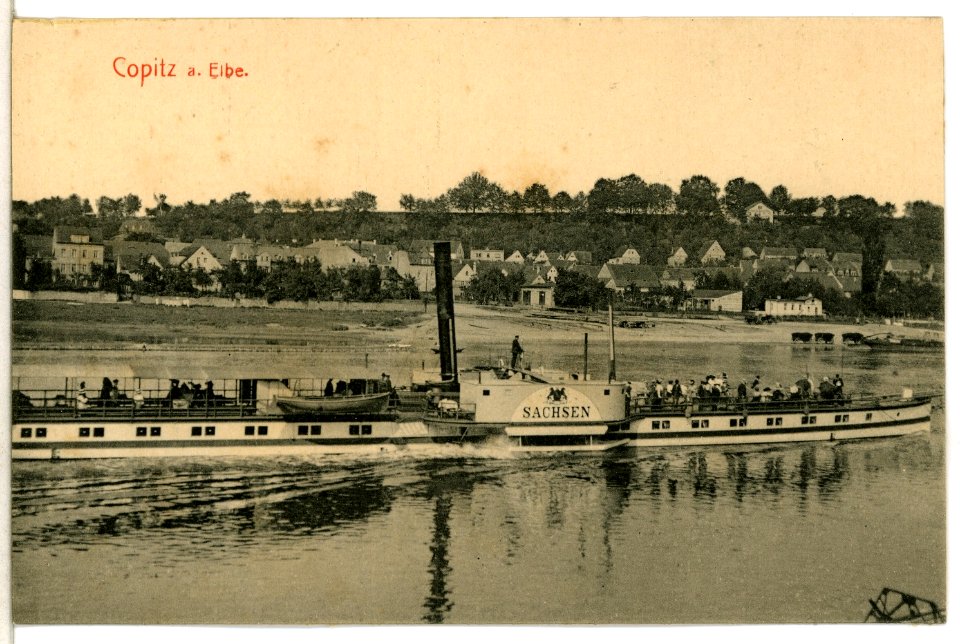 12777-Copitz-1911-Elbe mit Dampfer Sachsen-Brück & Sohn Kunstverlag