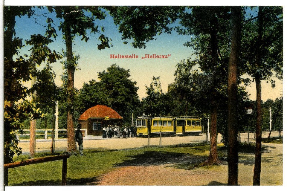 13475-Hellerau-1911-Haltestelle mit Straßenbahn-Brück & Sohn Kunstverlag