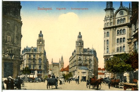 13775-Budapest-1912-Schlangenplatz mit Pferdekutschen-Brück & Sohn Kunstverlag