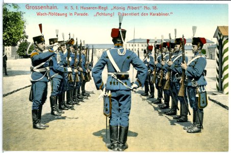 13824-Großenhain-1912-1. Husaren-Regiment Wachablösung-Brück & Sohn Kunstverlag