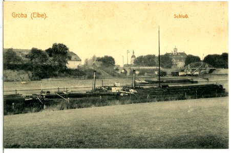 14126-Gröba-1912-Hafen mit Schlepper, Schloß-Brück & Sohn Kunstverlag