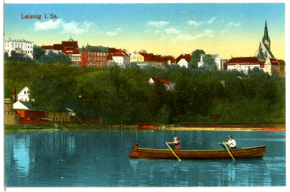 14354-Leisnig-1912-Stadtansicht mit Gondelteich-Brück & Sohn Kunstverlag