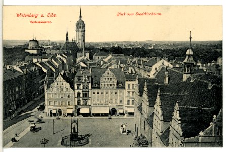 12843-Wittenberg-1911-Blick von der Stadtkirche auf den Markt-Brück & Sohn Kunstverlag