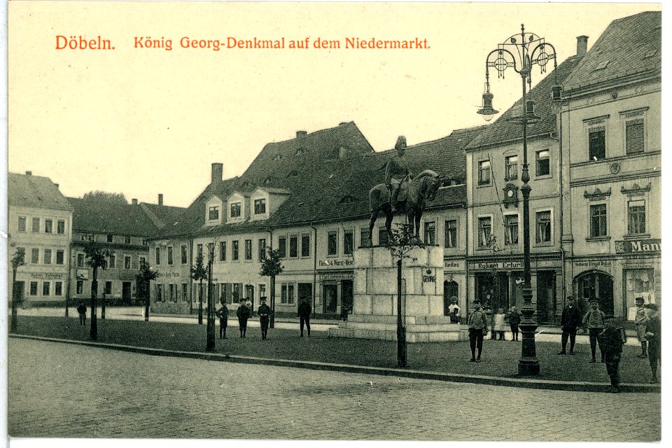 14030-Döbeln-1912-König Georg Denkmal auf dem Niedermarkt-Brück & Sohn Kunstverlag