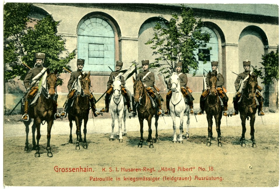 13822-Großenhain-1912-1. Husaren-Regiment Patrouille-Brück & Sohn Kunstverlag