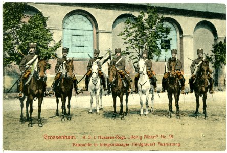 13822-Großenhain-1912-1. Husaren-Regiment Patrouille-Brück & Sohn Kunstverlag photo