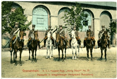 13822-Großenhain-1912-1. Husaren-Regiment Patrouille-Brück & Sohn Kunstverlag