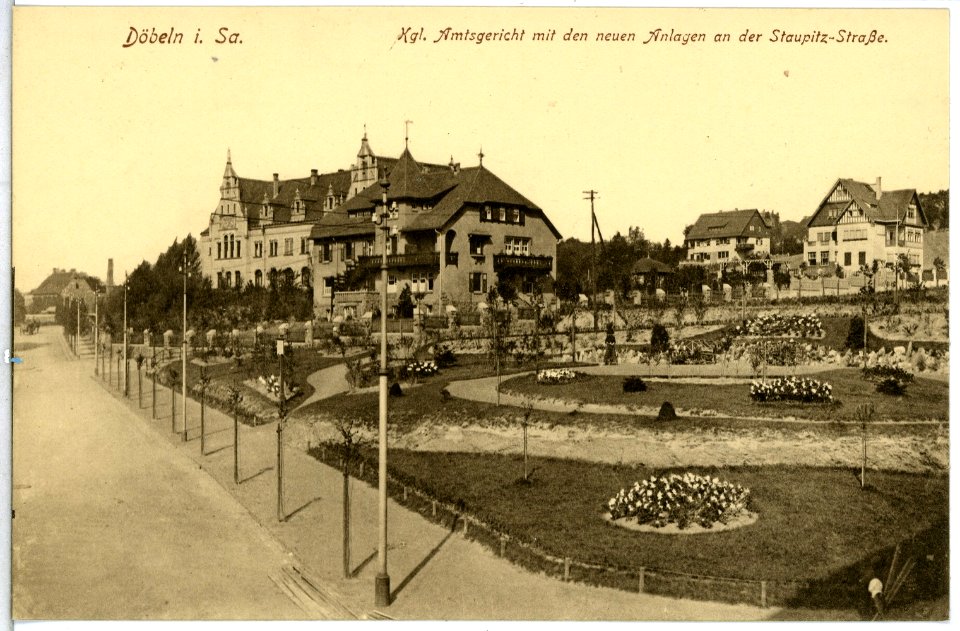 14074-Döbeln-1912-Amtsgericht mit neuen Anlagen an der Staubitzstraße-Brück & Sohn Kunstverlag