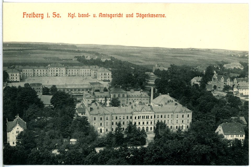 14064-Freiberg-1912-Land- und Amtsgericht und Jägerkaserne-Brück & Sohn Kunstverlag