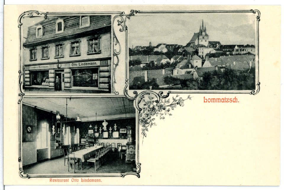 13250-Lommatzsch-1911-Stadtansicht - Restaurant Lindemann-Brück & Sohn Kunstverlag