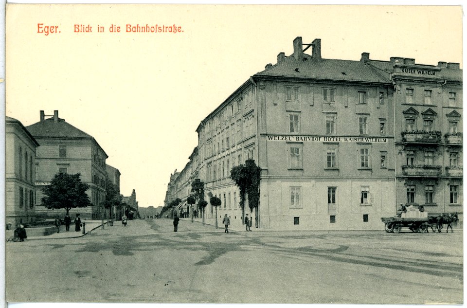 14148-Eger-1912-Blick in die Bahnhofstraße-Brück & Sohn Kunstverlag