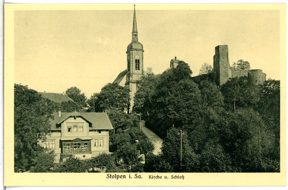 14076-Stolpen-1912-Schloß und Kirche-Brück & Sohn Kunstverlag