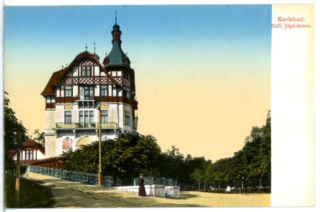 12829-Karlsbad-1911-Cafe Jägerhaus-Brück & Sohn Kunstverlag