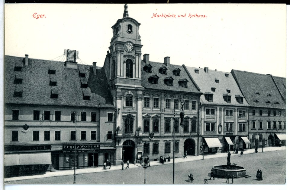 13787-Eger-1912-Marktplatz und Rathaus-Brück & Sohn Kunstverlag