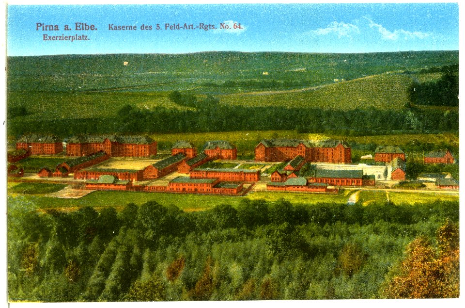 14370-Pirna-1912-Kaserne des 5. Feld-Artillerie-Regiment Nr. 64 - Exerzierplatz-Brück & Sohn Kunstverlag