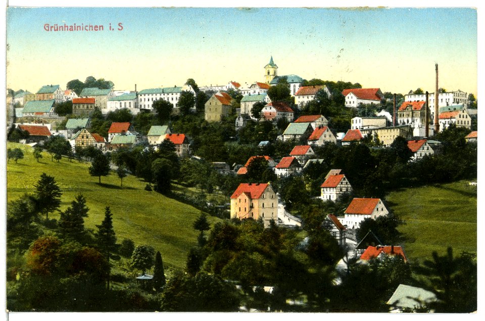 13217-Grünhainichen-1911-Blick auf Grünhainichen-Brück & Sohn Kunstverlag