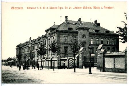 12481-Chemnitz-1911-Kaserne des 3. Königlich Sächsischen Ulanen-Regiment Nr. 21 Kaiser Wilhelm-Brück & Sohn Kunstverlag
