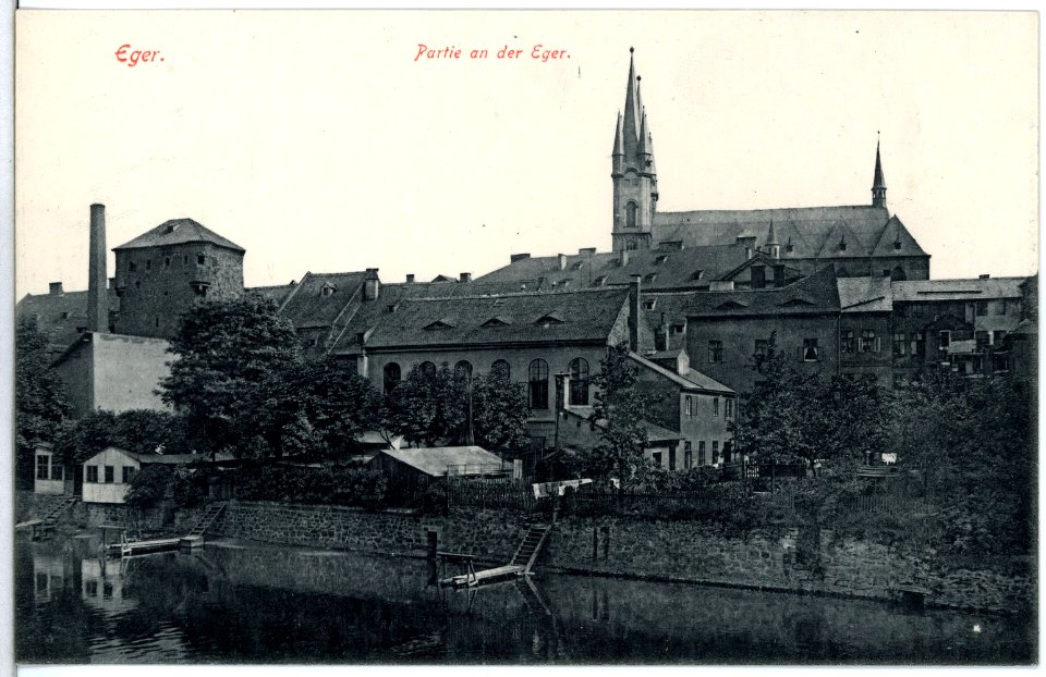 13729-Eger-1912-Partie an der Eger-Brück & Sohn Kunstverlag
