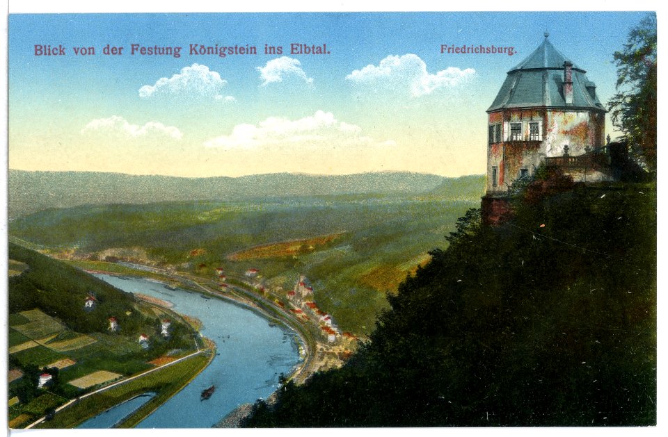 12885-Königstein-1911-Blick von der Festung ins Elbtal, Friedrichsburg-Brück & Sohn Kunstverlag