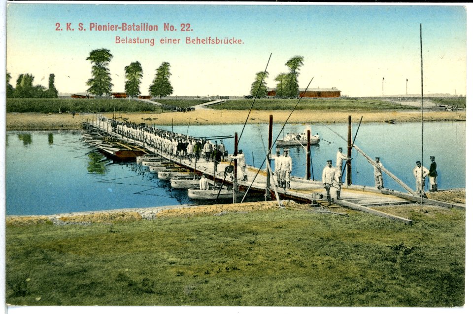 13830-Riesa-1912-Belastung einer Behelfsbrücke-Brück & Sohn Kunstverlag