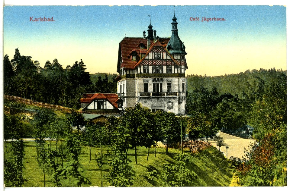 12828-Karlsbad-1911-Cafe Jägerhaus-Brück & Sohn Kunstverlag