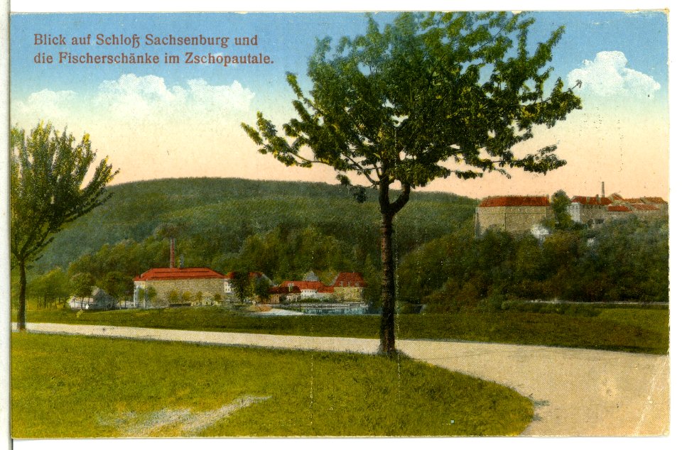 13292-Sachsenburg-1911-Schloß und Fischerschänke im Zschopautal-Brück & Sohn Kunstverlag