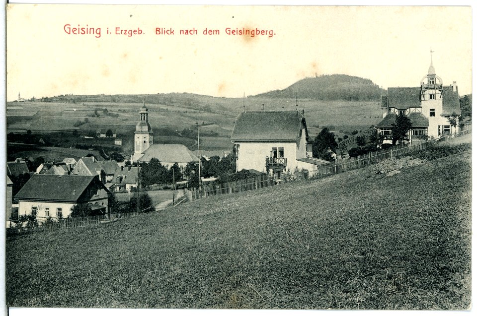 13847-Geising-1912-Blick auf Geising mit dem Geisingberg-Brück & Sohn Kunstverlag