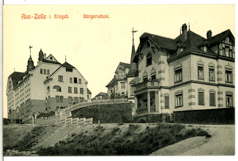 13063-Aue - Zelle-1911-Bürgerschule-Brück & Sohn Kunstverlag