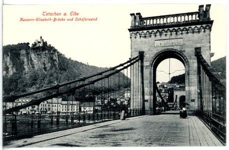 12499-Tetschen-1911-Brücke mit Schäferwand-Brück & Sohn Kunstverlag