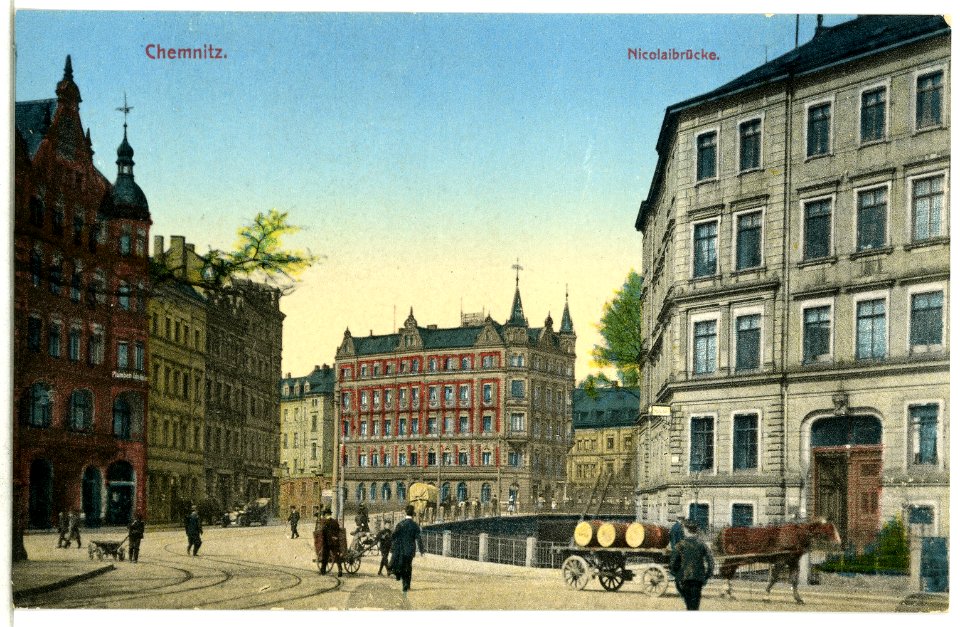 13078-Chemnitz-1911-Nicolaibrücke-Brück & Sohn Kunstverlag