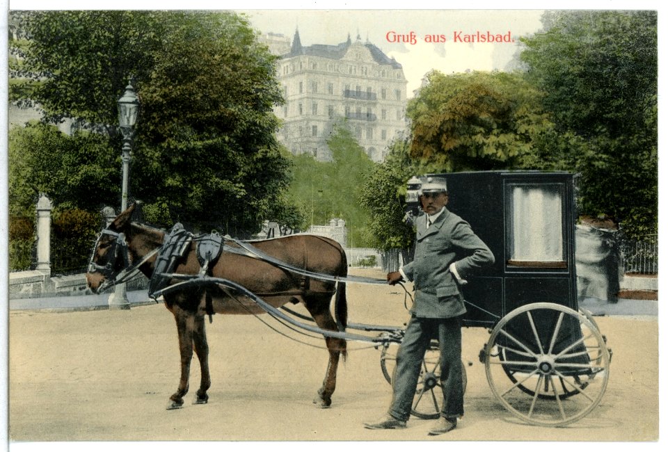 13330-Karlsbad-1911-Eselsgespann-Brück & Sohn Kunstverlag