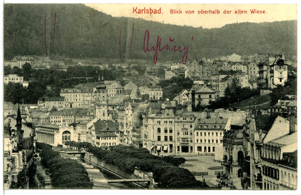 13328-Karlsbad-1911-Blick von oberhalb der alten Wiese-Brück & Sohn Kunstverlag