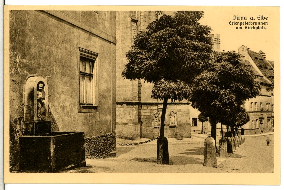12972-Pirna-1911-Erlenpeterbrunnen am Kirchplatz-Brück & Sohn Kunstverlag