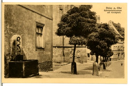 12972-Pirna-1911-Erlenpeterbrunnen am Kirchplatz-Brück & Sohn Kunstverlag
