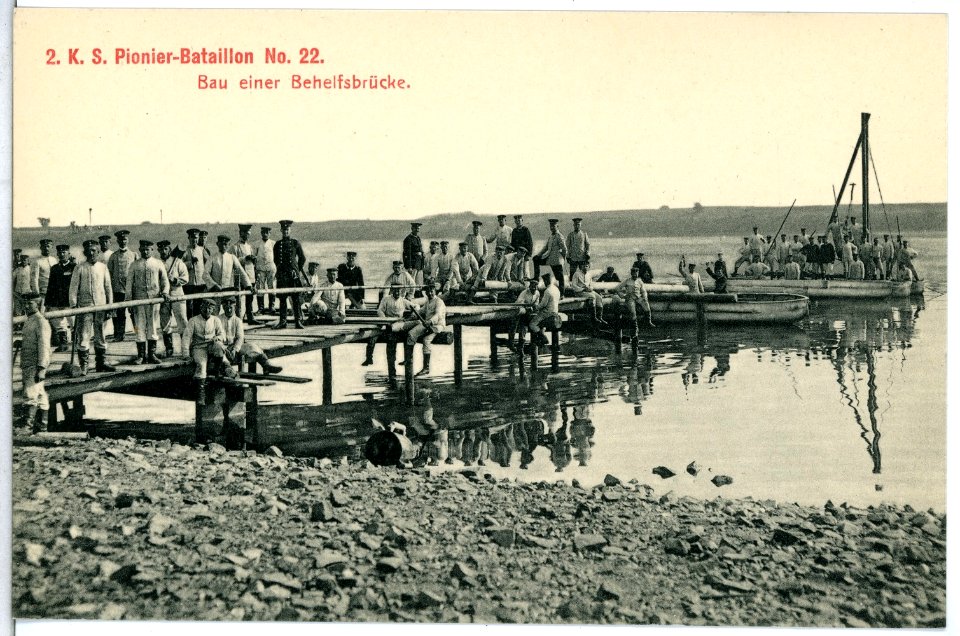 13833-Riesa-1912-Bau einer Behelfsbrücke-Brück & Sohn Kunstverlag