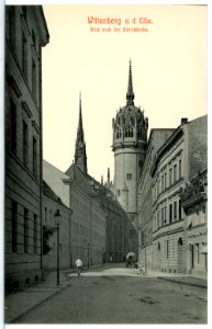 12957-Wittenberg-1911-Blick nach der Schloßkirche-Brück & Sohn Kunstverlag