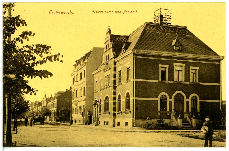 12563-Elsterwerda-1911-Elsterstraße und Postamt-Brück & Sohn Kunstverlag