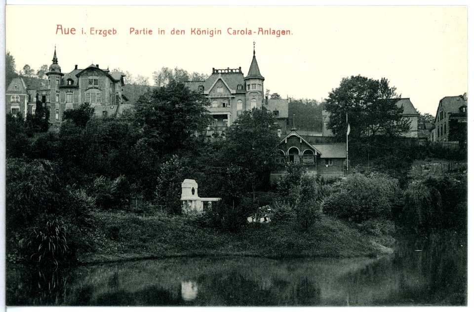 13045-Aue-1911-Partie in den Königin- Carola - Anlagen-Brück & Sohn Kunstverlag