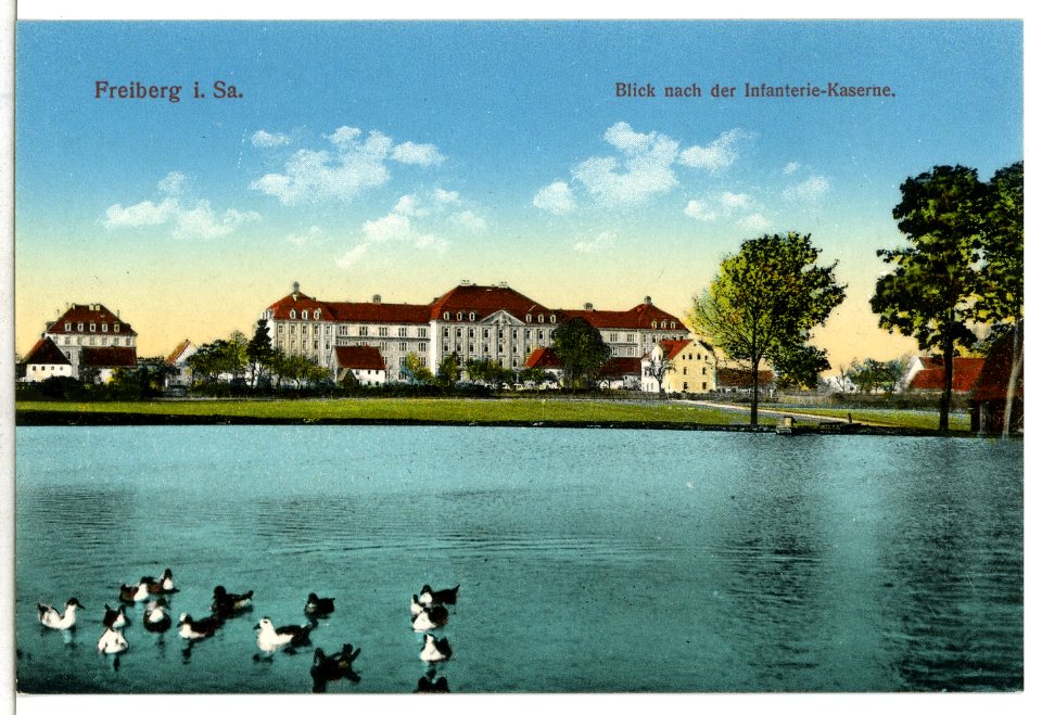 12950-Freiberg-1911-Blick nach der Infanterie-Kaserne-Brück & Sohn Kunstverlag