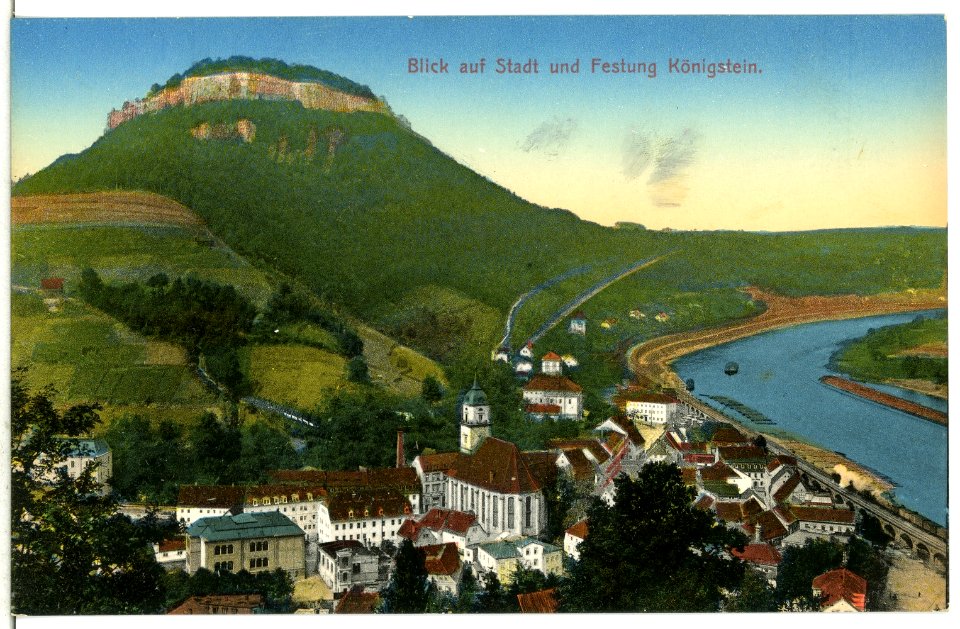 12886-Königstein-1911-Blick auf die Stadt und Festung-Brück & Sohn Kunstverlag