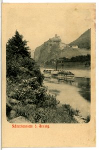 13438-Aussig-1911-Schreckenstein mit Elbe und Dampfer-Brück & Sohn Kunstverlag