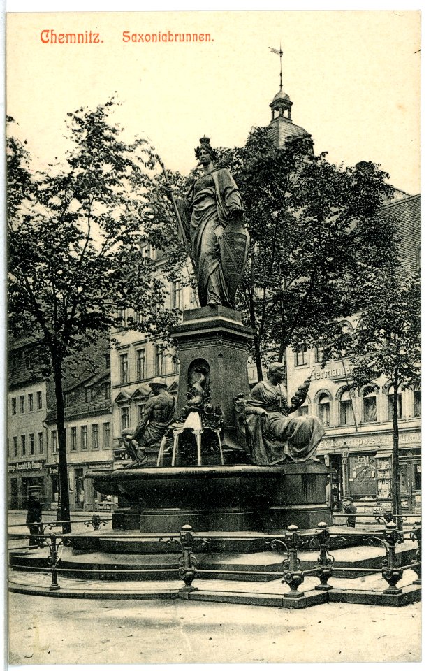 12483-Chemnitz-1911-Saxoniabrunnen-Brück & Sohn Kunstverlag