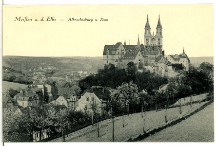 13346-Meißen-1911-Blick von der Nossener Straße nach dem Burgberg-Brück & Sohn Kunstverlag