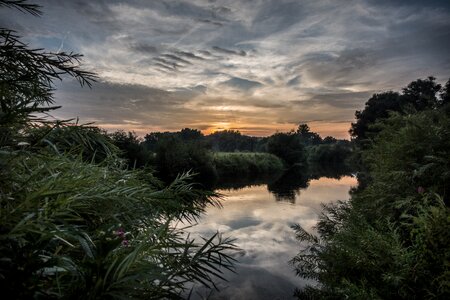 Sunset tree river