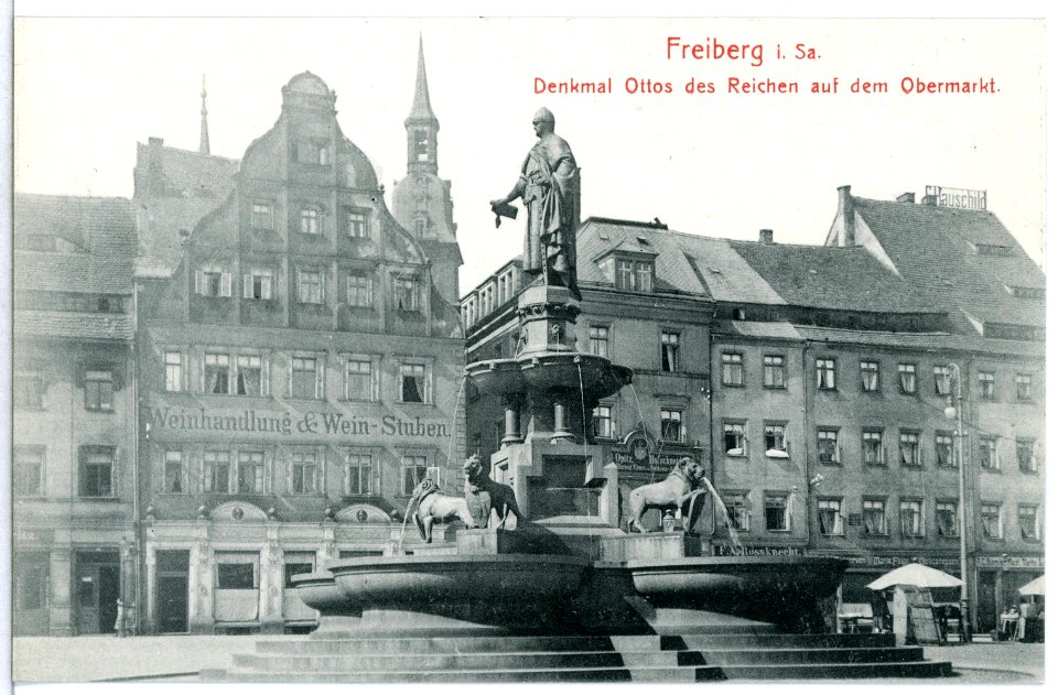 13170-Freiberg-1911-Obermarkt - Denkmal Otto des Reichen-Brück & Sohn Kunstverlag